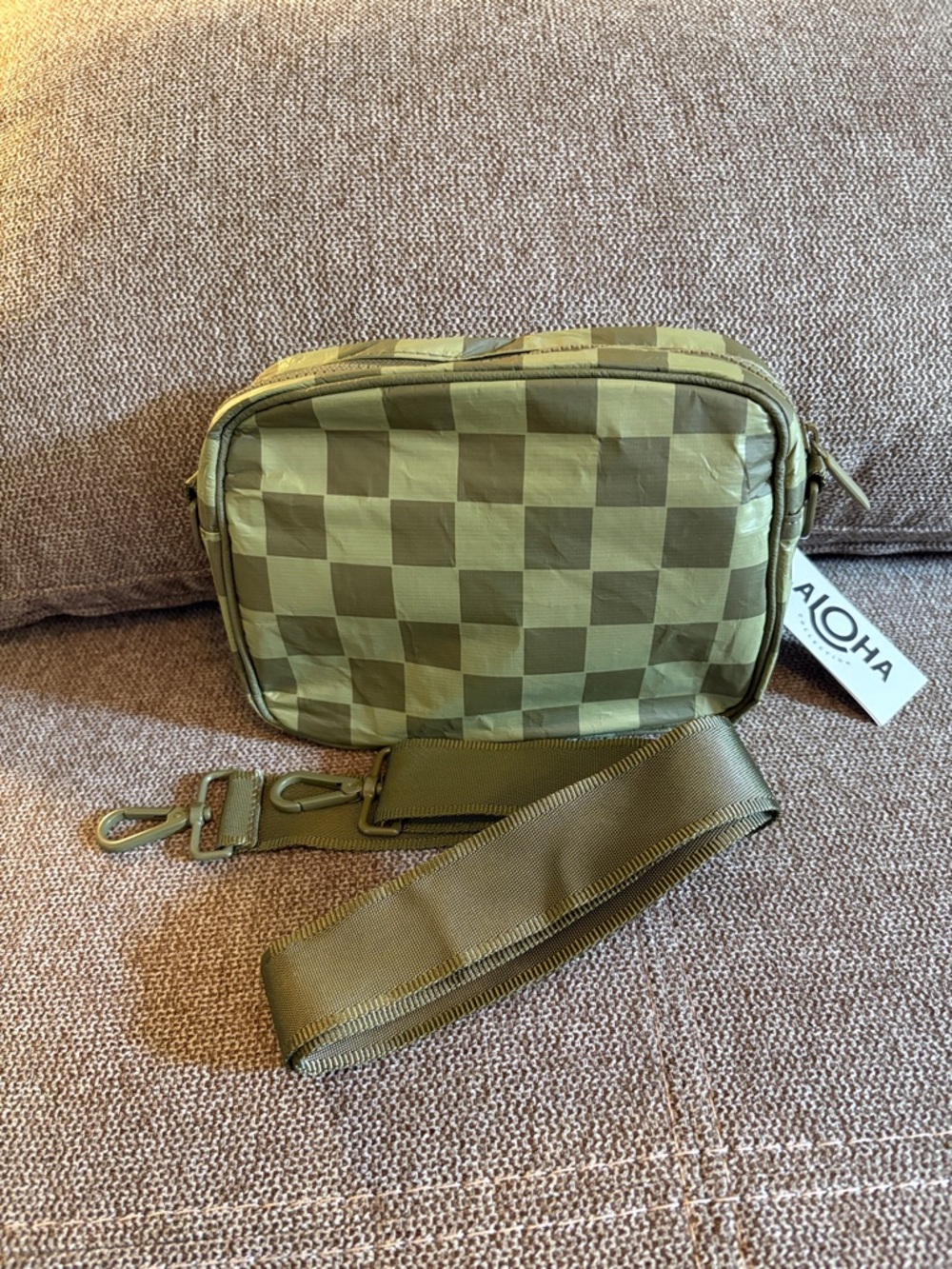 ALOHAS Olive Green Checkered Bag